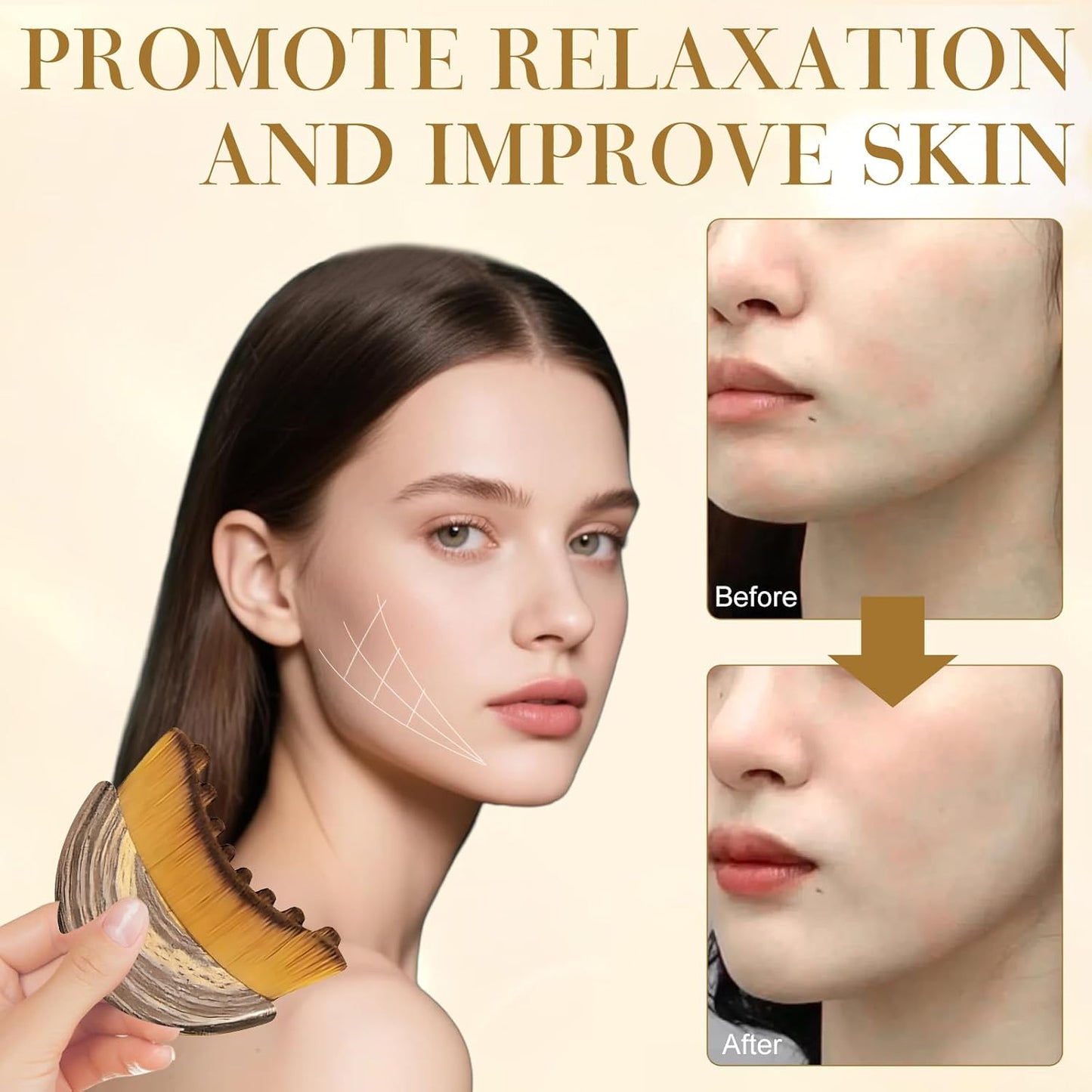 Skiennix Lymphatic Contour Face Brush & Gua Sha Tool Set - Facial Massage Kit for Jawline Sculpting & Puffiness Relief