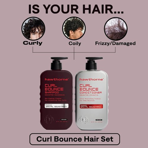 Hawthorne Curl Bounce Shampoo & Conditioner Set - Sulfate-Free, Nourishing Formula with Shea Butter & Macadamia Oil | 16 oz Each