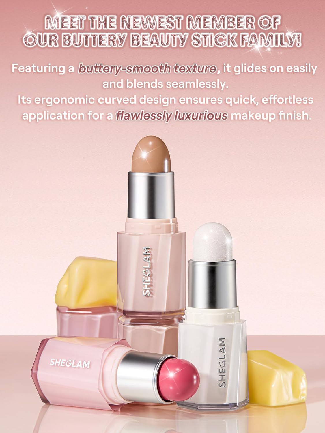 SheGlam Buttery Bling Highlighter Stick - Creamy Gold Makeup for Radiant Face Glow