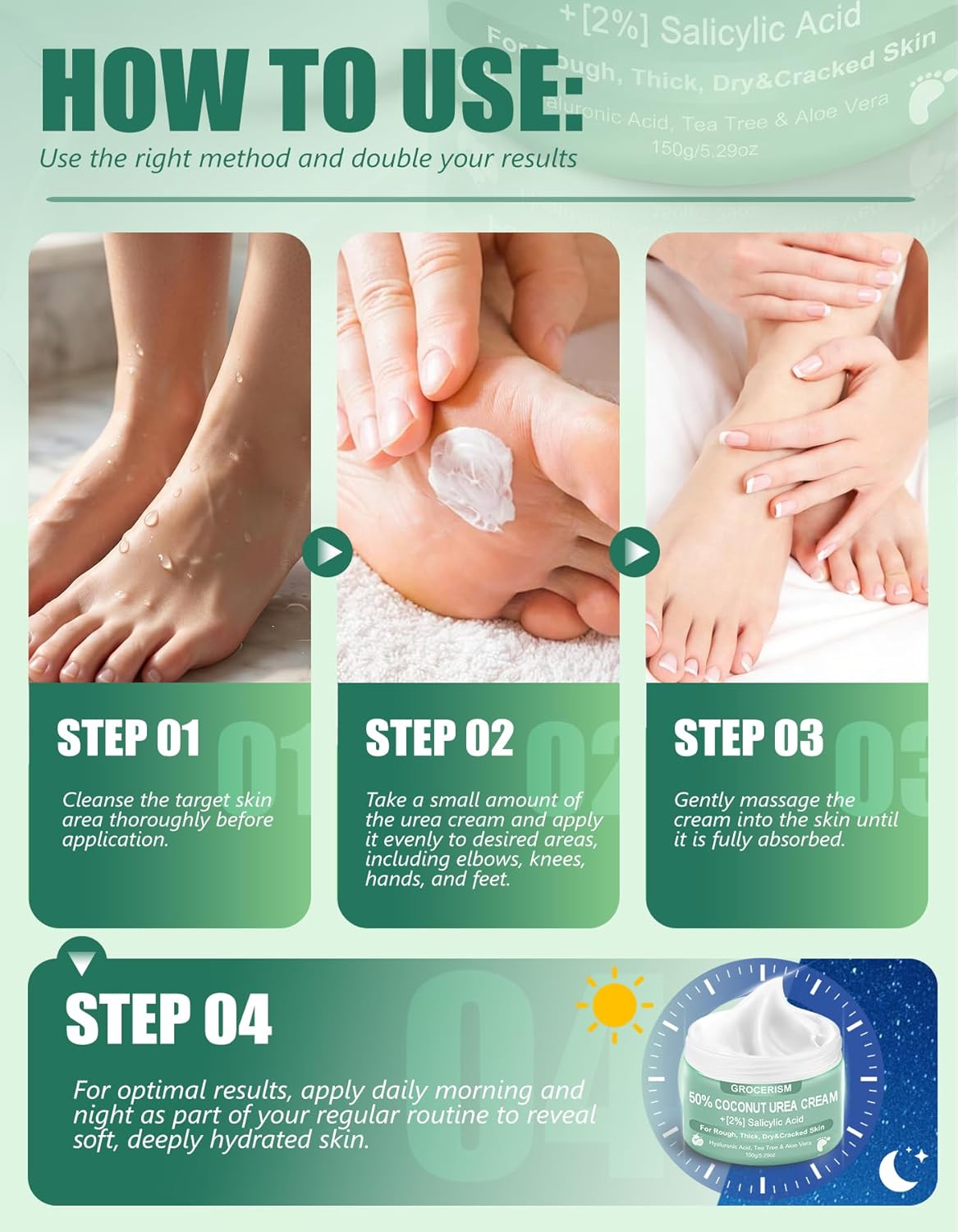 Urea Cream 50% for Feet - Maximum Strength Foot & Hand Cream with Salicylic Acid, Tea Tree & Aloe Vera | 5.29 oz