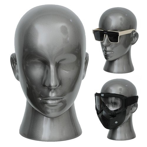 AMLUCKS Male Mannequin Head Professional PVC Manikin Head for Display Wigs Hats Headphone Mask Sunglasses Scarf Jewelry Display Stand (Light Grey)