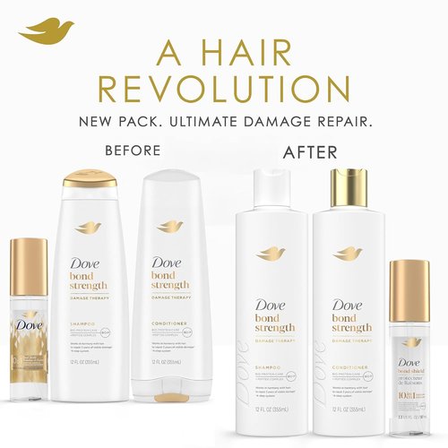 Dove Bond Strength Shampoo & Conditioner Set - Repair Damaged Hair & Frizz | 3-Piece Bundle