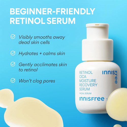Innisfree Retinol Cica Serum - Salicylic Acid Moisture Recovery Treatment for Beginners