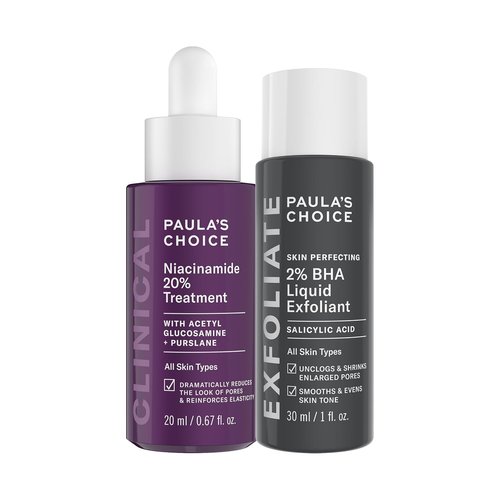Paula’s Choice Niacinamide Serum Treatment - 20% Formula + Travel Size 2% BHA Exfoliant Duo Set