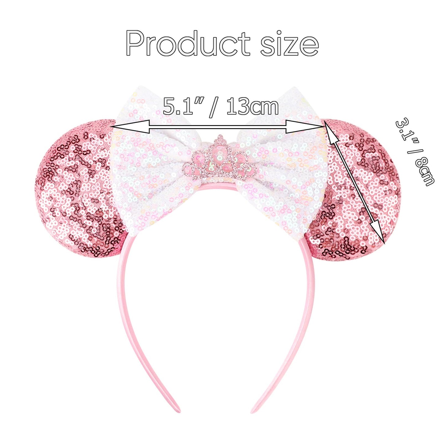 AQOKKA 1 Pcs Mouse Ears Headbands with Bow for Birthday Party, Hair Hoop Party Decoration Cosplay Costume Hair Accessories for Women & Girls