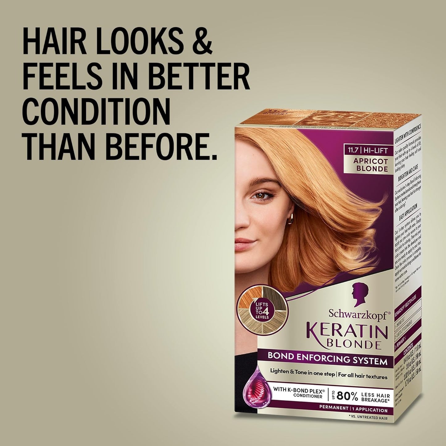 Schwarzkopf Keratin Hair Dye - 11.7 High Lift Apricot Blonde | Professional Permanent Color with Bond Enforcing System & Conditioner