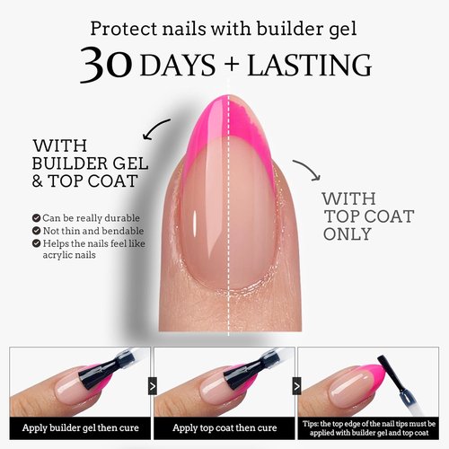 BTArtbox Nails Press-On Nails - Long Square French Tip in Bright Pastel Soft Gel | Soak Off Acrylic Extensions