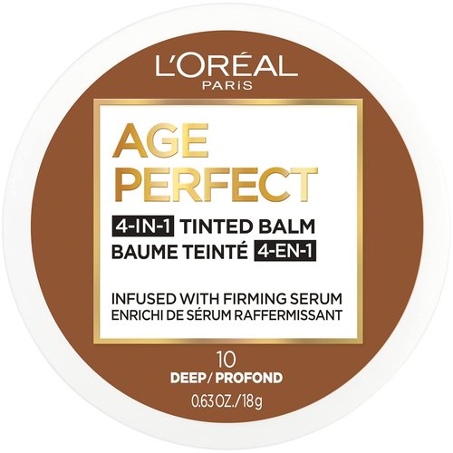 L'Oreal Paris Age Perfect 4-in-1 Tinted Face Balm Foundation - Firming Serum, Deep 10, 0.61 Oz