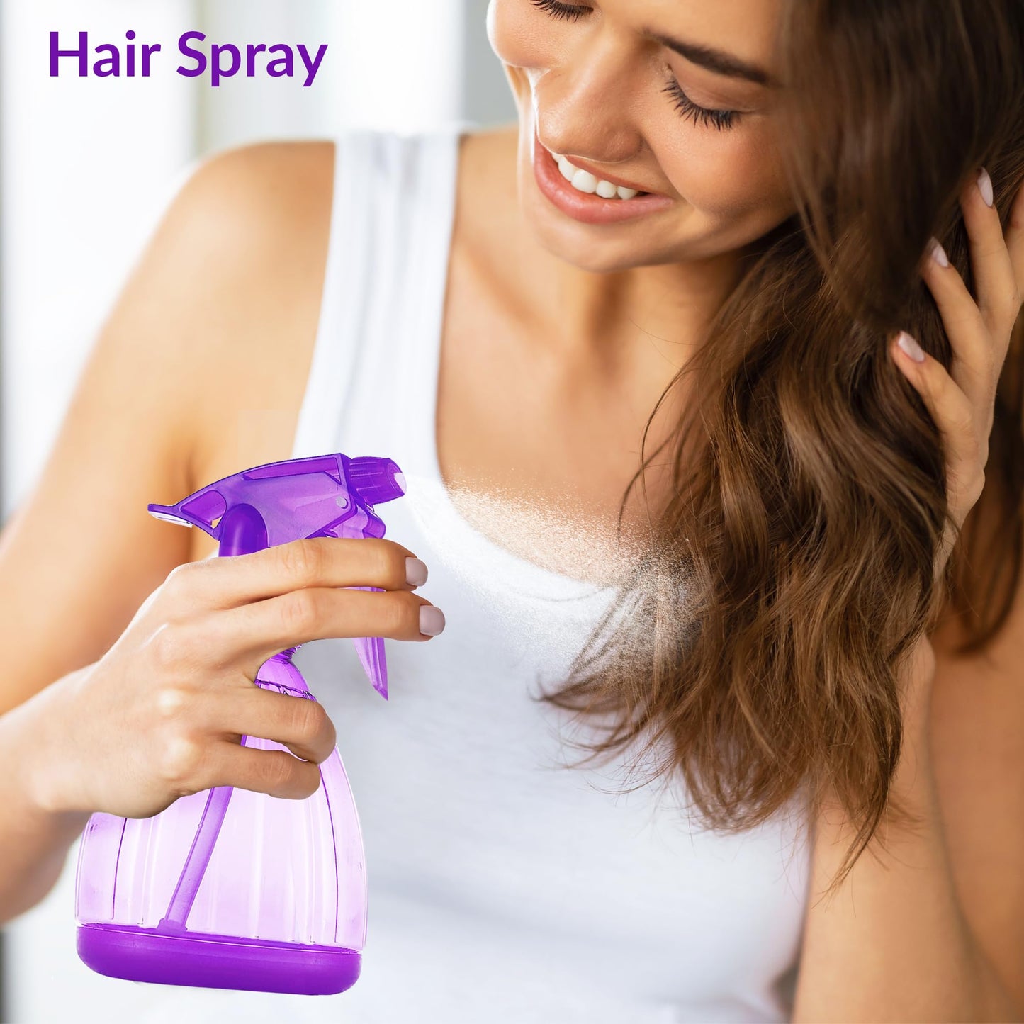 DilaBee Spray Bottles (12 Oz) Water Spray Bottle for Hair, Plants, Cleaning Solutions, Cooking, BBQ, Squirt Bottle for Cats - Empty Spray Bottles - BPA-Free - Multicolor (Purple, 1 Pack)