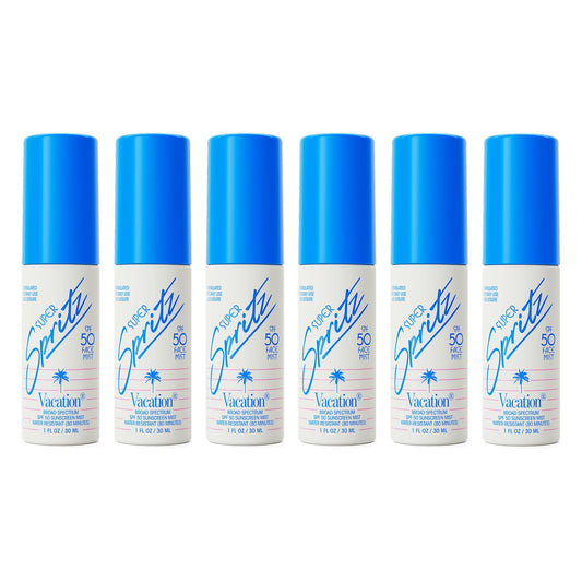 Vacation Mini Super Spritz SPF 50 - Water-Resistant Daily Face Sunscreen Spray | Travel Size 1 Fl. Oz. (Pack of 6)