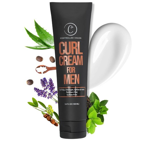 Controlled Chaos Curl Cream for Men - Sulfate-Free Styling Cream for Wavy & Curly Hair (3.4oz)