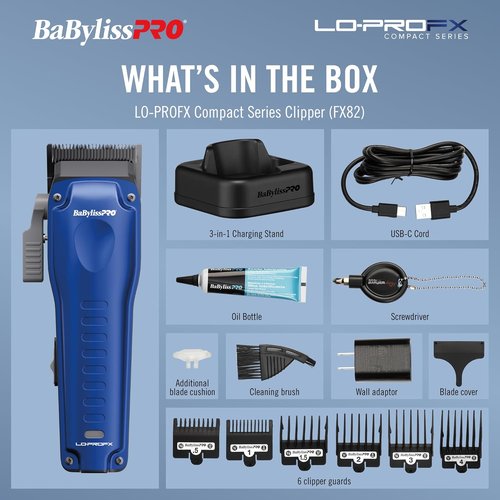 BaBylissPRO High-Performance LO-PROFX Hair Clipper - Compact Design for Precision Cutting
