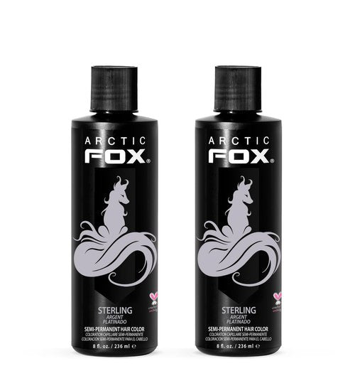 Arctic Fox Semi-Permanent Hair Dye, Vegan & Cruelty-Free, Pastel Silver Toner for Platinum Blonde, Conditioning Formula, Ammonia & Peroxide Free, STERLING, 8 Fl Oz (Pack of 2)