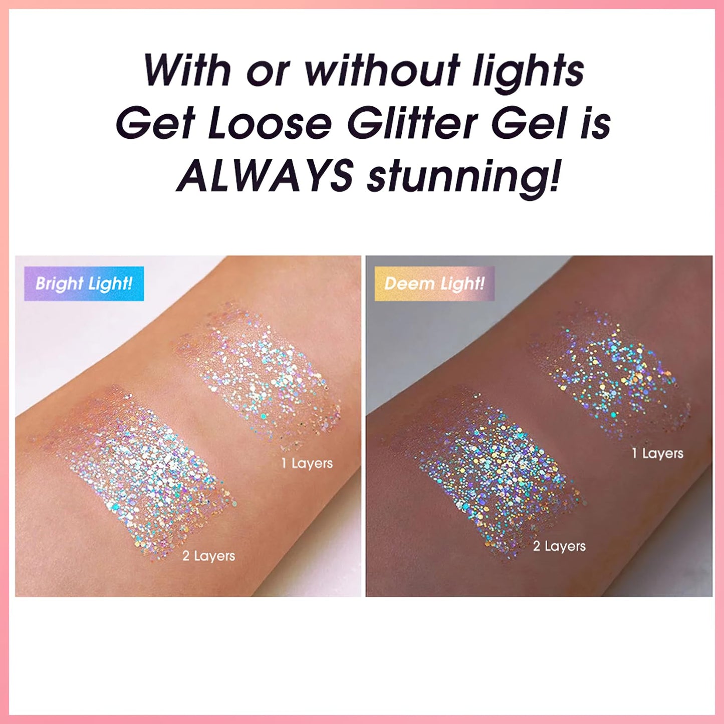 MIELIKKI Glitter Gel for Face and Body, Sparkling Holographic Body Shimmer Gel, Reflective Diamond Sequins Pigment for Eye Lip Hair Nails Paint, Festival Rave Accessories, 02