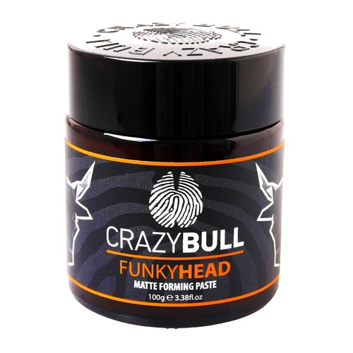 Crazy Bull Hair Funky Head Matte Forming Paste - Water-Based Volumizing Styling Cream - 3.38 oz | Vegan & Cruelty-Free