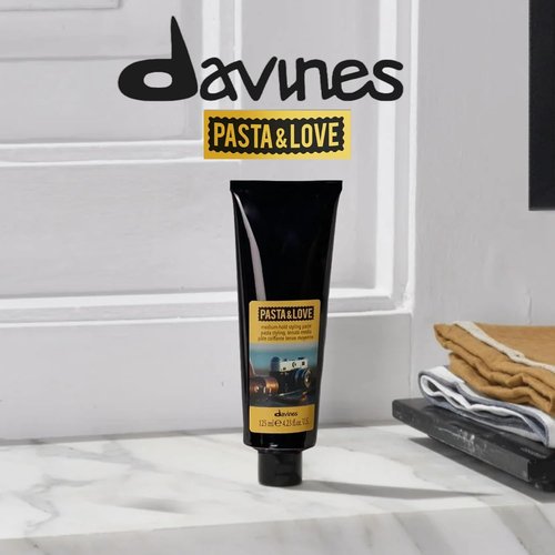 Davines Pasta & Love Medium-Hold Styling Paste - Workable Hair Paste for Satin Finish & Texture, 4.23 Fl Oz