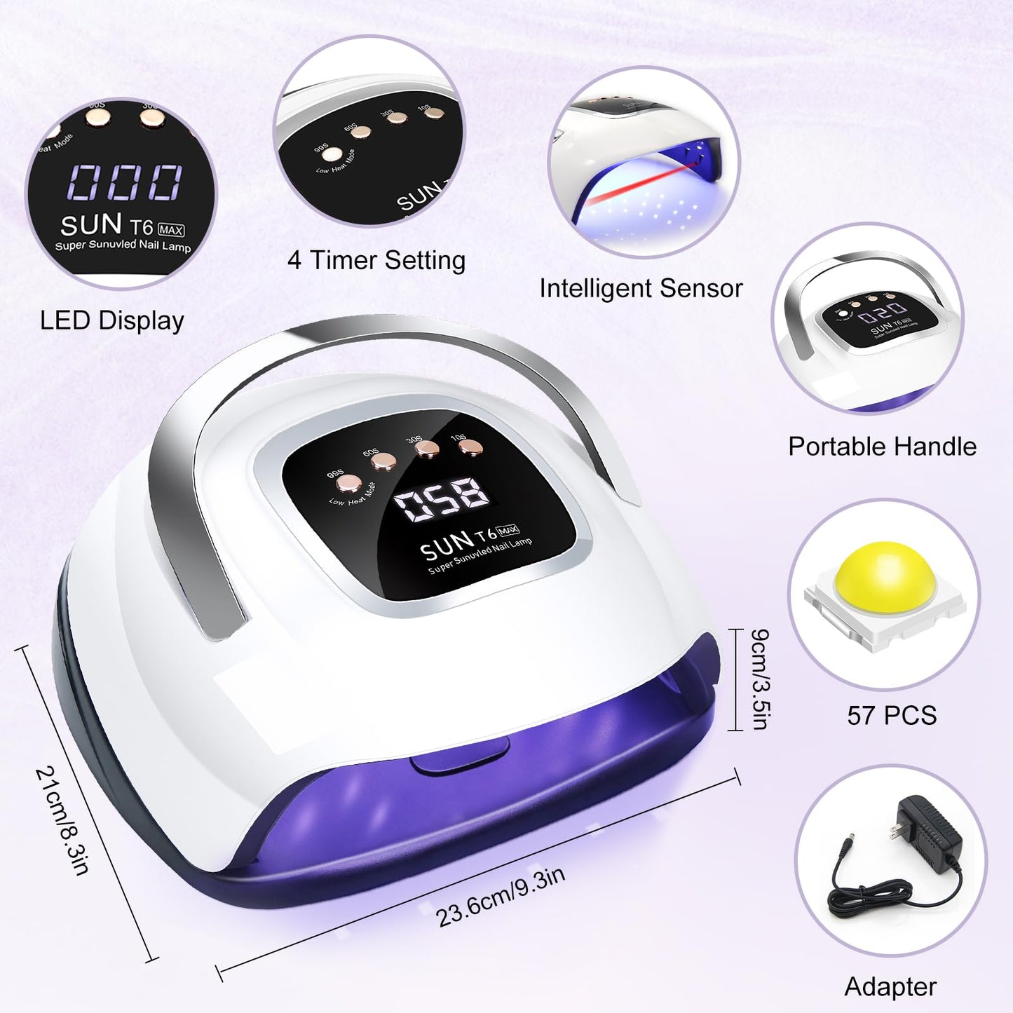 LKE UV Nail Lamp, Nail Dryer 220W Light for Nails with 4 Timers LED Lamp Gel Polish Kit Professional Art Tools Automatic Sensor