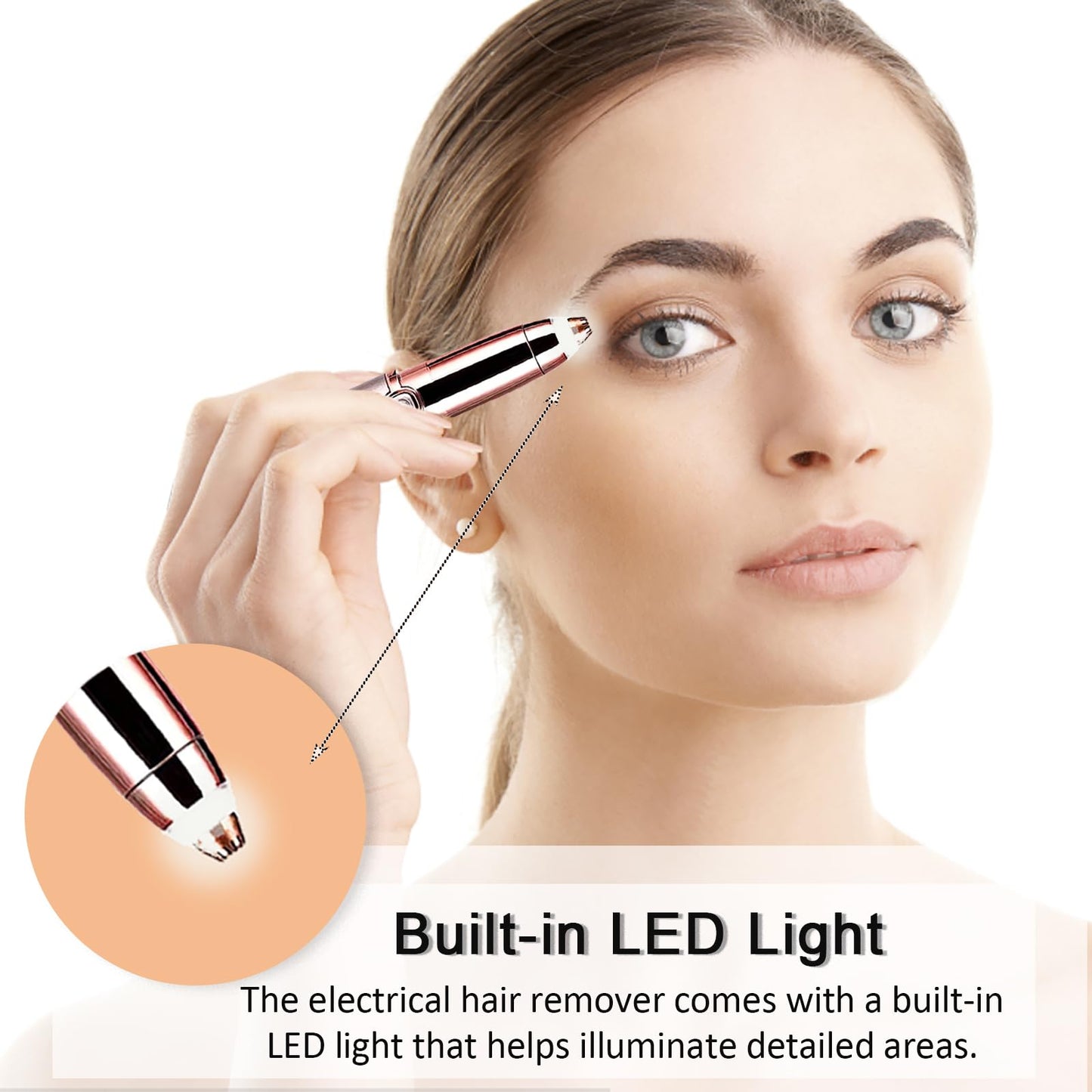 Eyebrow Hair Remover, Upgraded Hair Removal Trimmer, Flawless & Pain-Free Facial Hair Removal for Women & Men, Body Hair Trimmer Personal Groomers for Upper Lips/Nose/Eyebrow/arms/Legs (Pearl White)