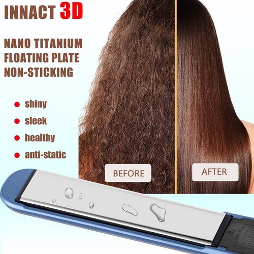 NITION Nano Titanium Hair Straightener - 1 Inch Flat Iron with 3D Floating Plates | Fast Heating & Travel Pouch Included