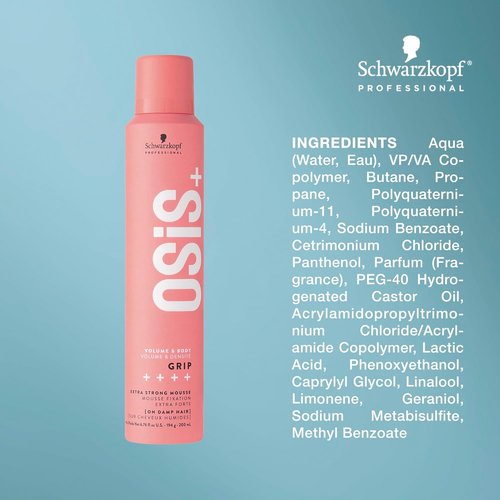 OSiS+ Grip Extreme Hold Mousse - Extra Strong Volume Control with Heat Protection | 8.5 oz