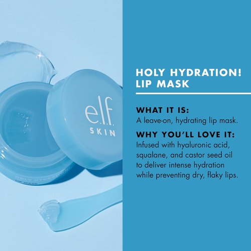 e.l.f. SKIN Hydrating Lip Mask - Holy Hydration! Infused With Hyaluronic Acid, Non-Sticky & Vegan