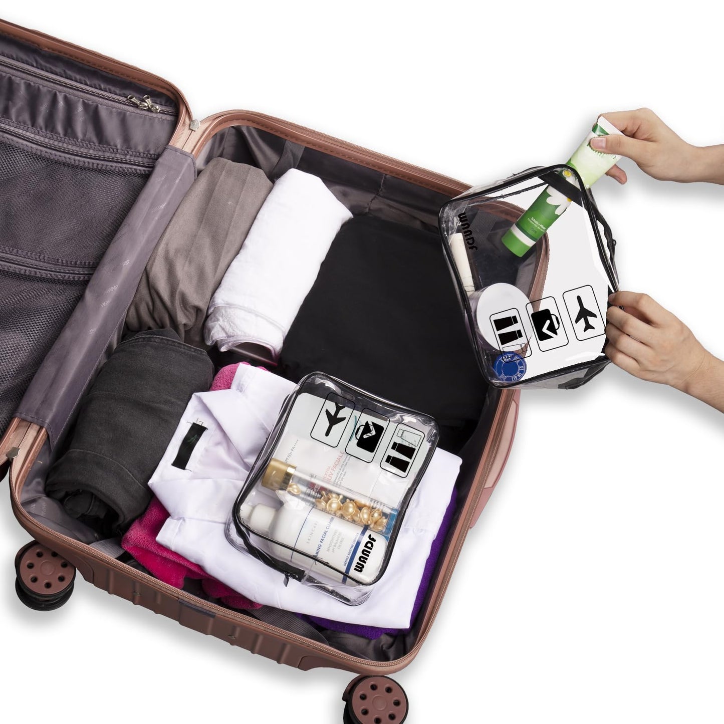 TSA Approved Clear Travel Toiletry Bag wih Zippers Carry-on Travel Accessories Quart Size Toiletries Cosmetic Pouch Makeup Bags for Men and Women (4pcs)