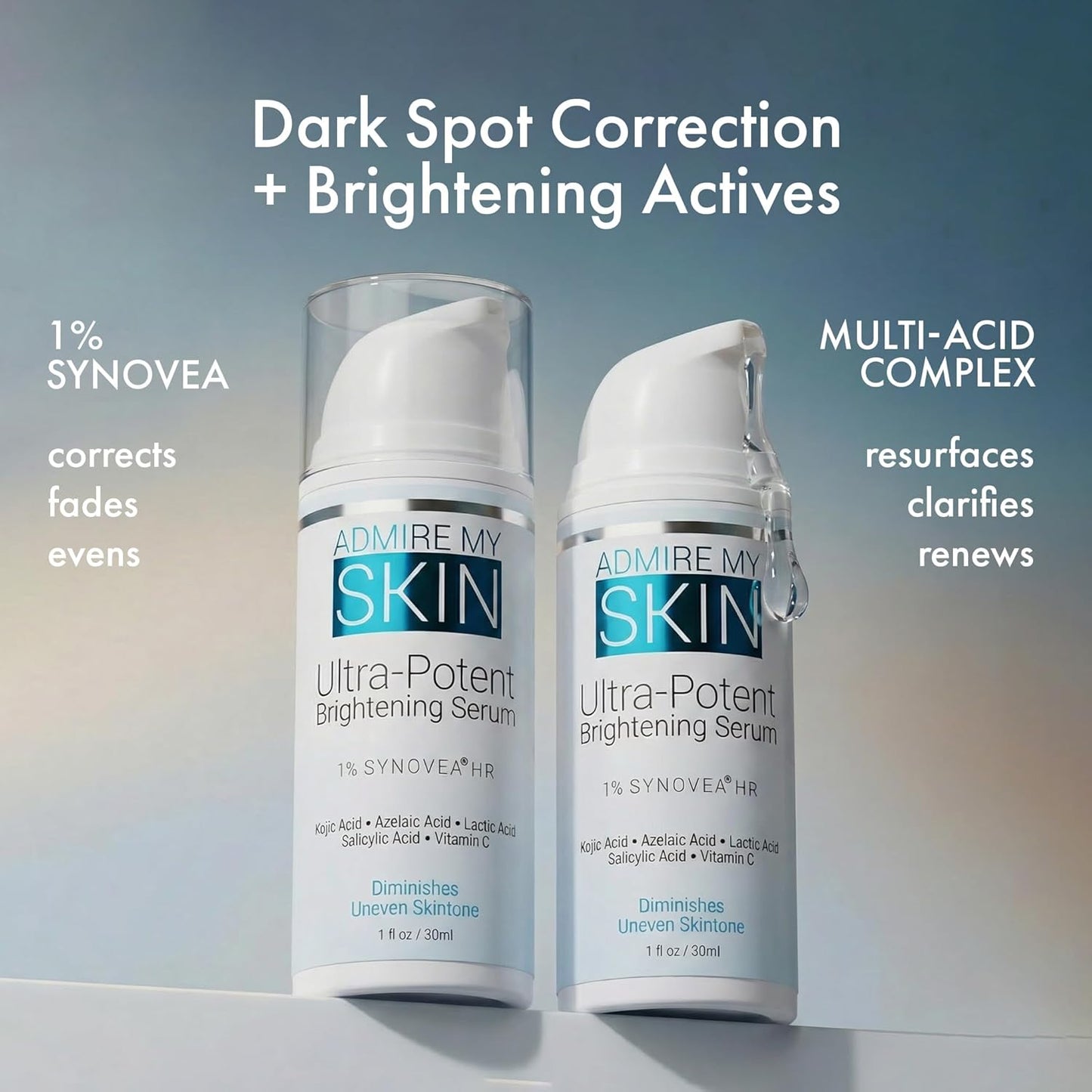 Admire My Skin Dark Spot Corrector Serum - Brightening Kojic & Azelaic Acid Formula | 1oz