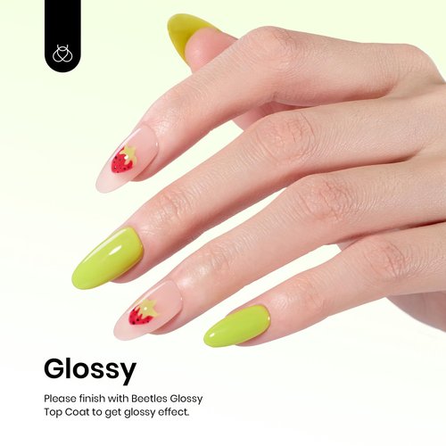 Beetles Green Gel Nail Polish - Fresh Greenery 15ML/0.51Fl Oz, Light Green Gel Nails Polish, Neon Lime Color Soak Off UV LED Lamp Day Nails Art, Long-Lasting Manicure Salon Spring Nails