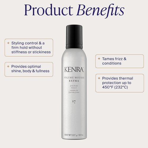 Kenra Volume Mousse Extra 17 - Firm Hold Mousse for Frizz Control & Thermal Protection | 8 oz