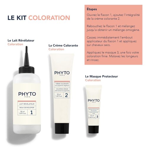 PHYTO Phytocolor Permanent Hair Color - 100% Grey Coverage, Ammonia-Free, Botanical Pigments | 0.42 oz
