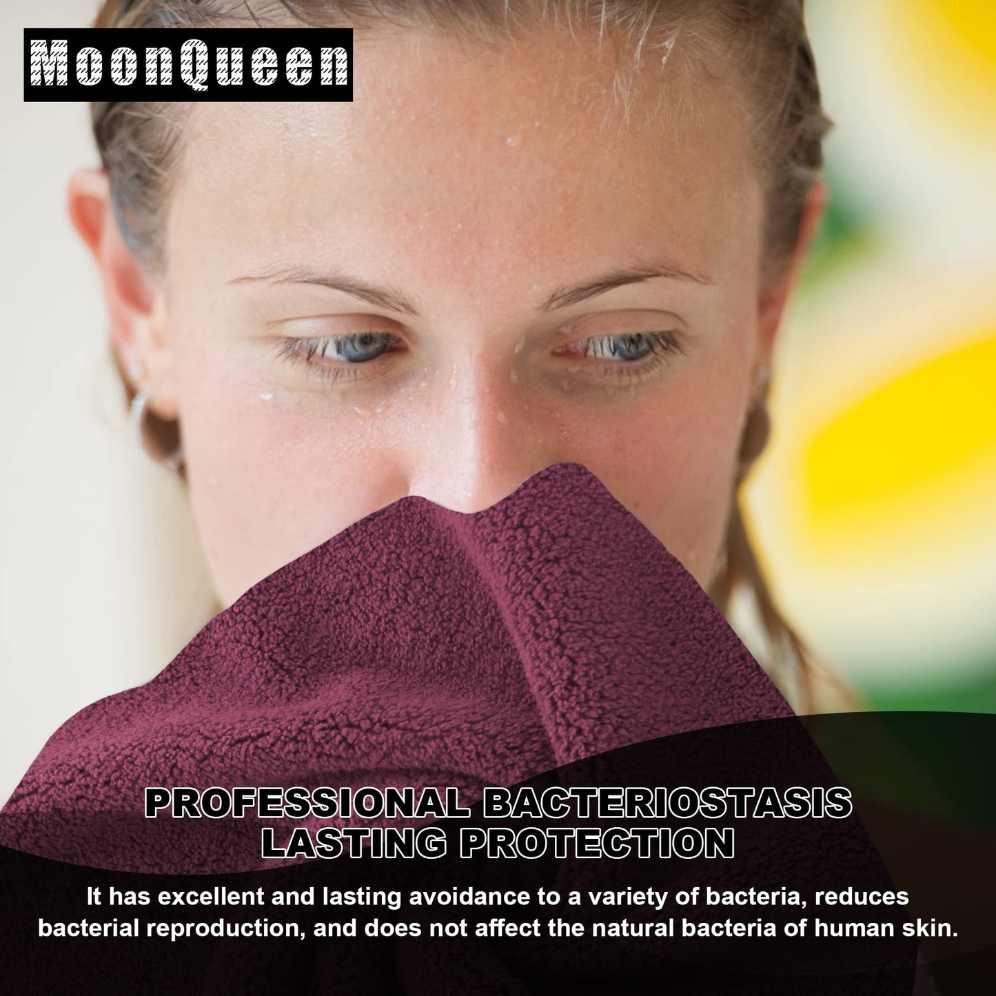 MOONQUEEN Microfiber Facial Cloths Fast Drying Washcloth 12 Pack - Premium Soft Makeup Remover Cloths - Burgundy