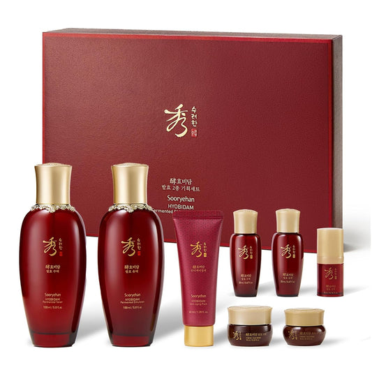 Sooryehan Hyobidam Fermented Skincare Gift Set - Premium Korean Anti-Aging Kit with Wild Ginseng, 13.53 fl oz
