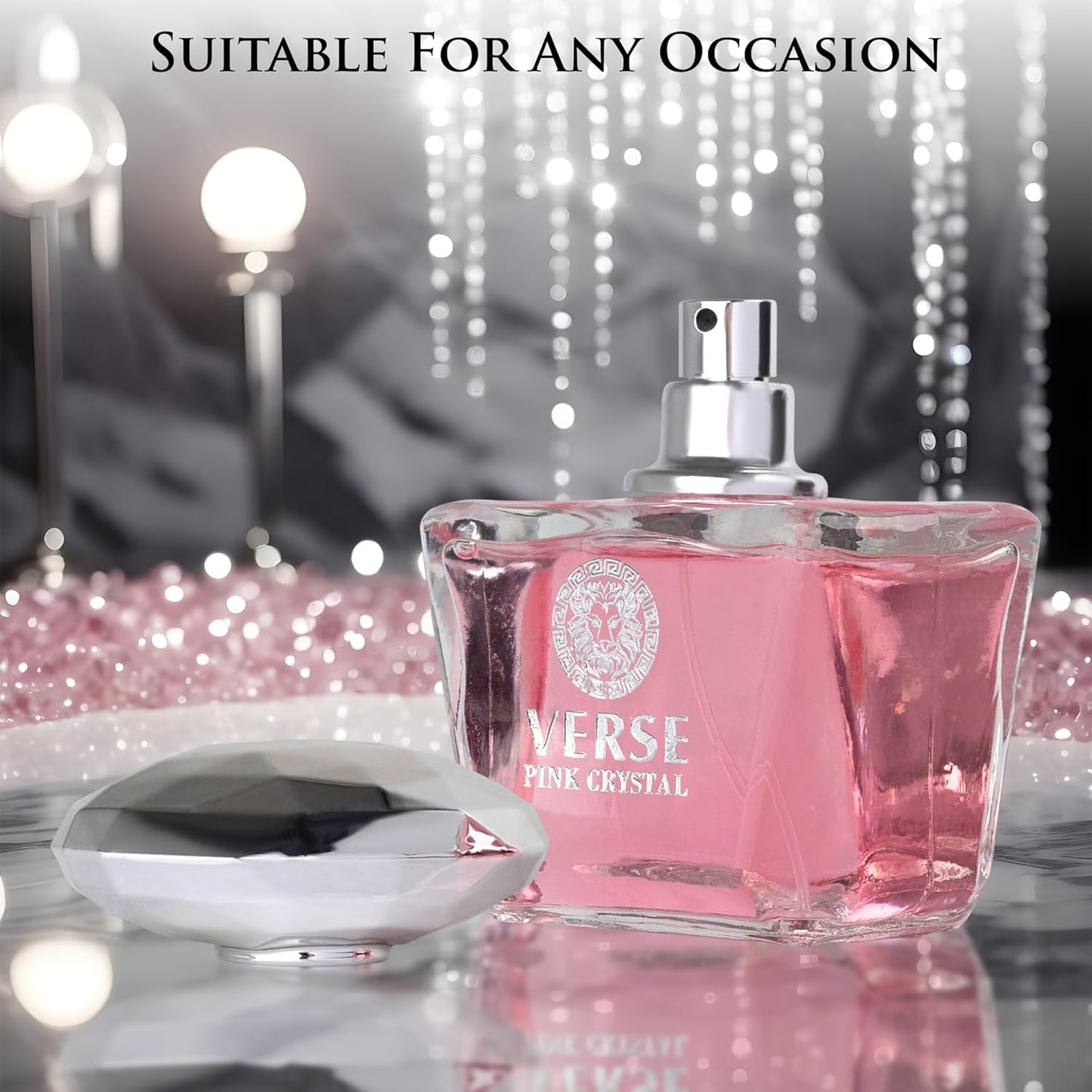 Verse Pink Crystal Eau De Parfum for Women - Floral & Fruity Scent with Pomegranate & Peony - Elegant 100ml Bottle