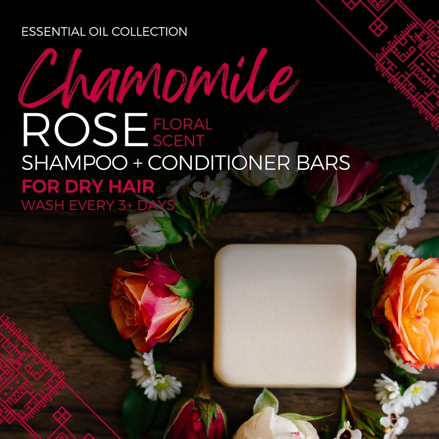 Viori Chamomile Rose Conditioner Bar - All-Natural Organic Formula with Rice Water for Healthy Hair