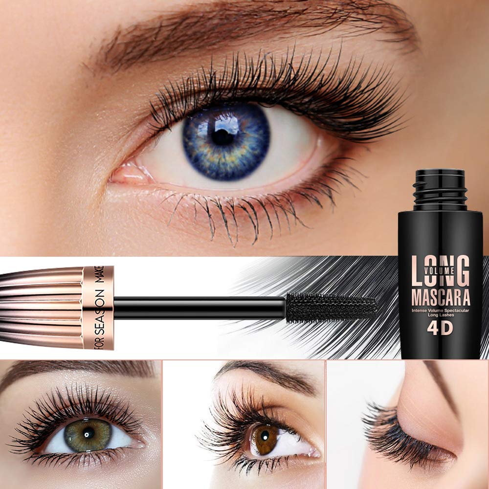 Skiennix 4D Silk Fiber Lash Mascara - Waterproof Black Volume & Length | Smudge-Proof, Clump-Free, 2-Pack