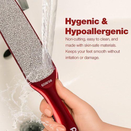 Probelle Double Sided Multidirectional Nickel Foot File Callus Remover - Immediately Reduces calluses and Corns to Powder for Instant Results, Safe Tool (Red)