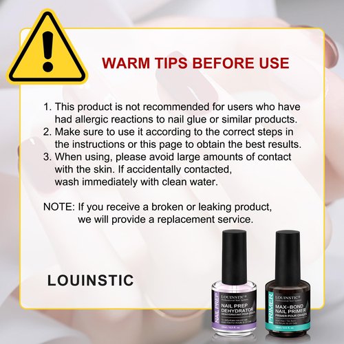 Nail Dehydrator & Acid-Free Primer for Acrylic & UV Gel Polish (All Gel Types), with Chrome Powder & Tool. HEMA-Free, No Burn, No Lift, Quick Air Dry, Low Irritant, Salon & Home DIY Nail Use, 2X15mL