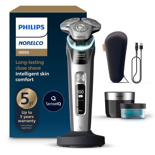 Philips Norelco i9000 Prestige Electric Shaver - Wet & Dry, Dark Slate Nova, SenseIQ Technology, Triple Lift & Cut System