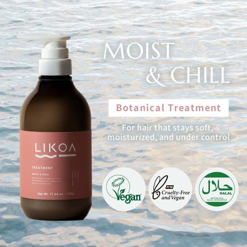 LIKOA Moist And Chill Hydrating Treatment - Vegan Botanical Care For Damaged Hair | 500g (17.64oz)