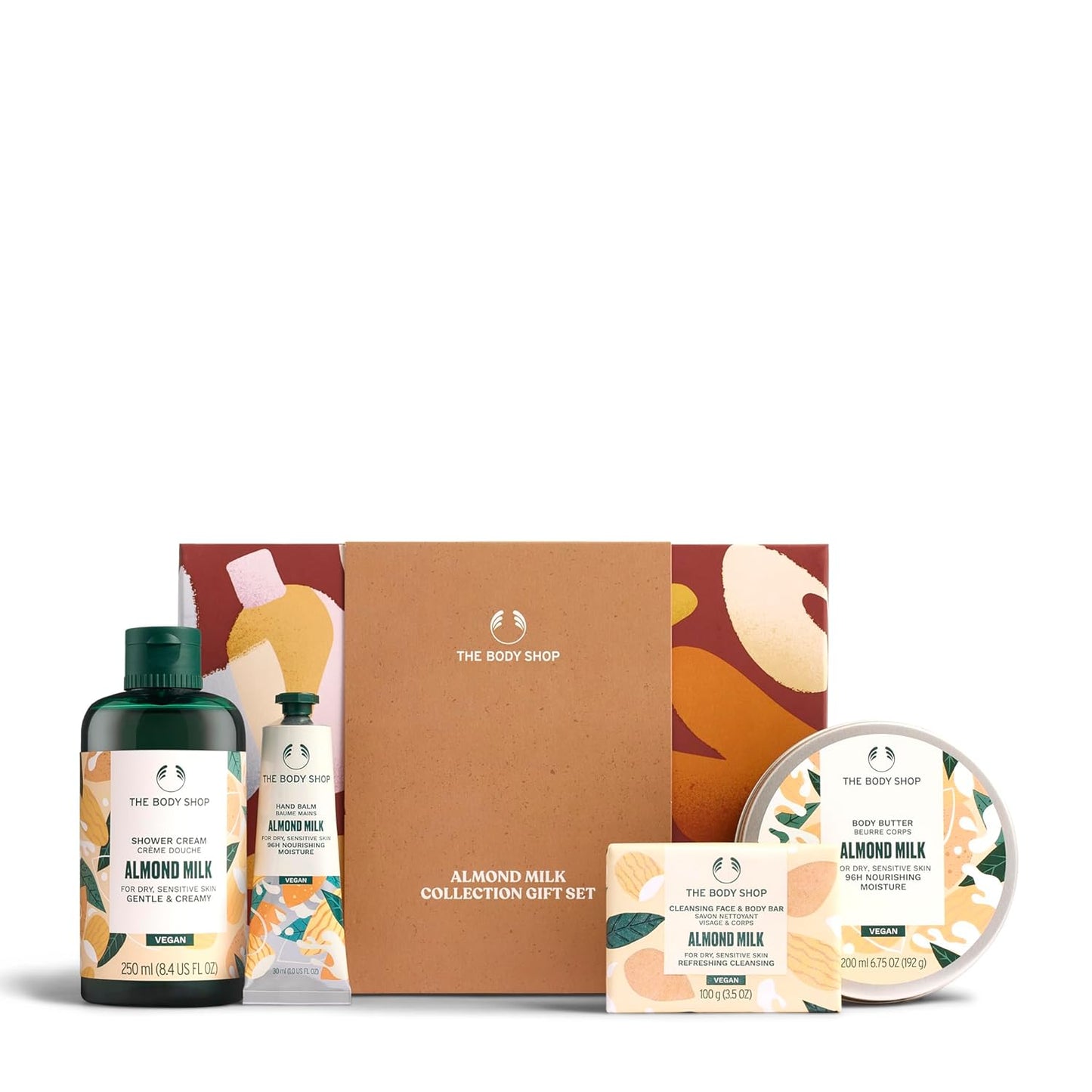 The Body Shop Almond Milk Collection Gift Set | 4-Piece Vegan Shower Cream, Body Butter & Balm