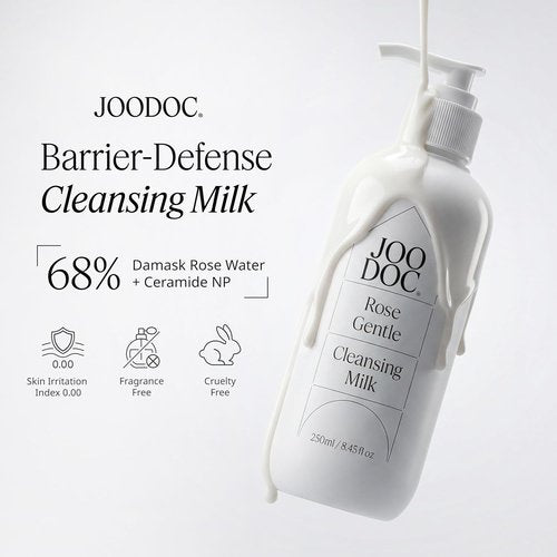 Regine Switzerland Rose Gentle Cleansing Milk - Low-pH Face Cleanser with 68% Damascena Rose Water & Ceramide | 250ml/8.45fl oz
