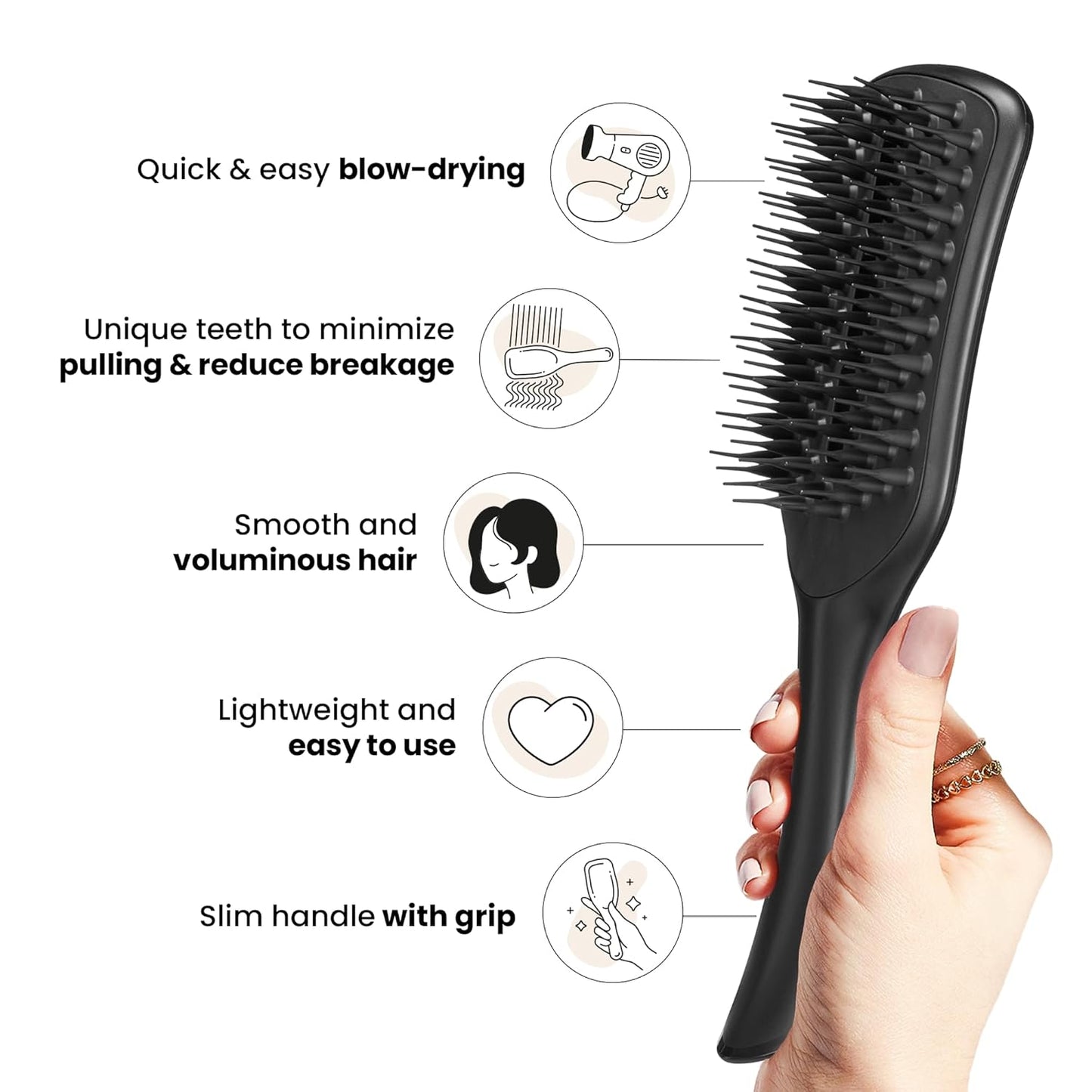 Tangle Teezer Ultimate Blow Dry Brush - Vented Hair Brush for Quick Blowouts | Adds Volume & Lift, Jet Black