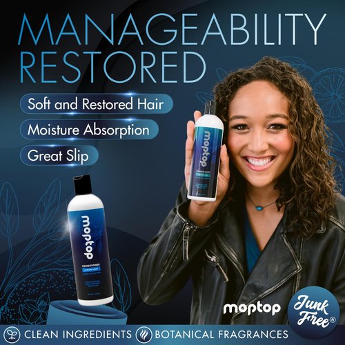 MopTop Salon Daily Conditioner - Color Safe Moisturizer for Dry, Damaged Hair | Sulfate & Paraben Free, 12oz