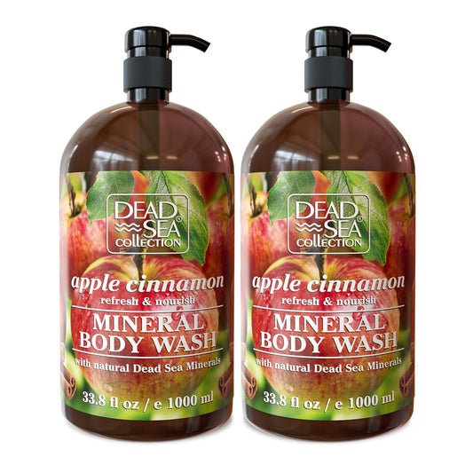 Dead Sea Collection Apple Cinnamon Body Wash for Women and Men – with Pure Dead Sea Minerals and Apple Cinnamon Extract - Cleanses and Moisturizes Skin - Pack of 2 (67.6 fl. oz)