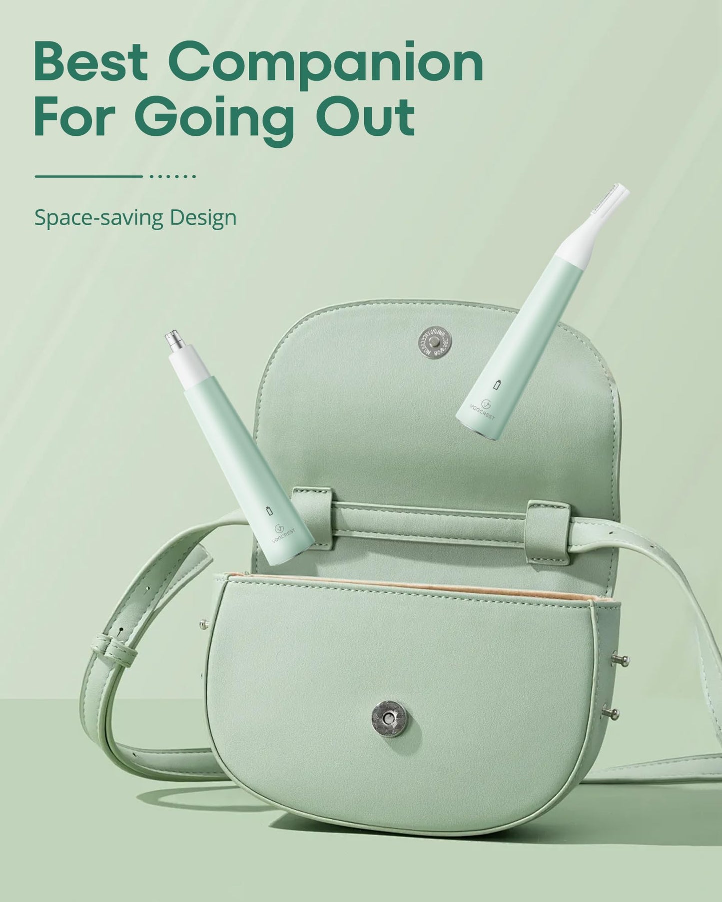 VG VOGCREST Nose Hair Trimmer for Women: Rechargeable 2 in 1 Ear Eyebrow Trimmer (Green)