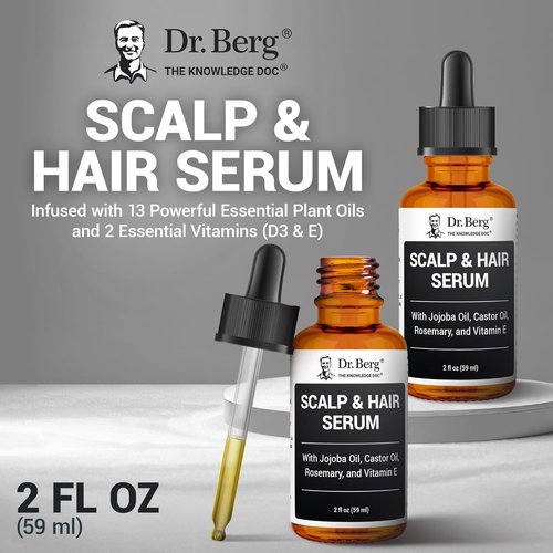 Dr. Berg Scalp & Hair Serum - Improved Formula with Vitamin D3 & E | Paraben & Sulfate-Free Hair Oil for All - 2 Fl Oz