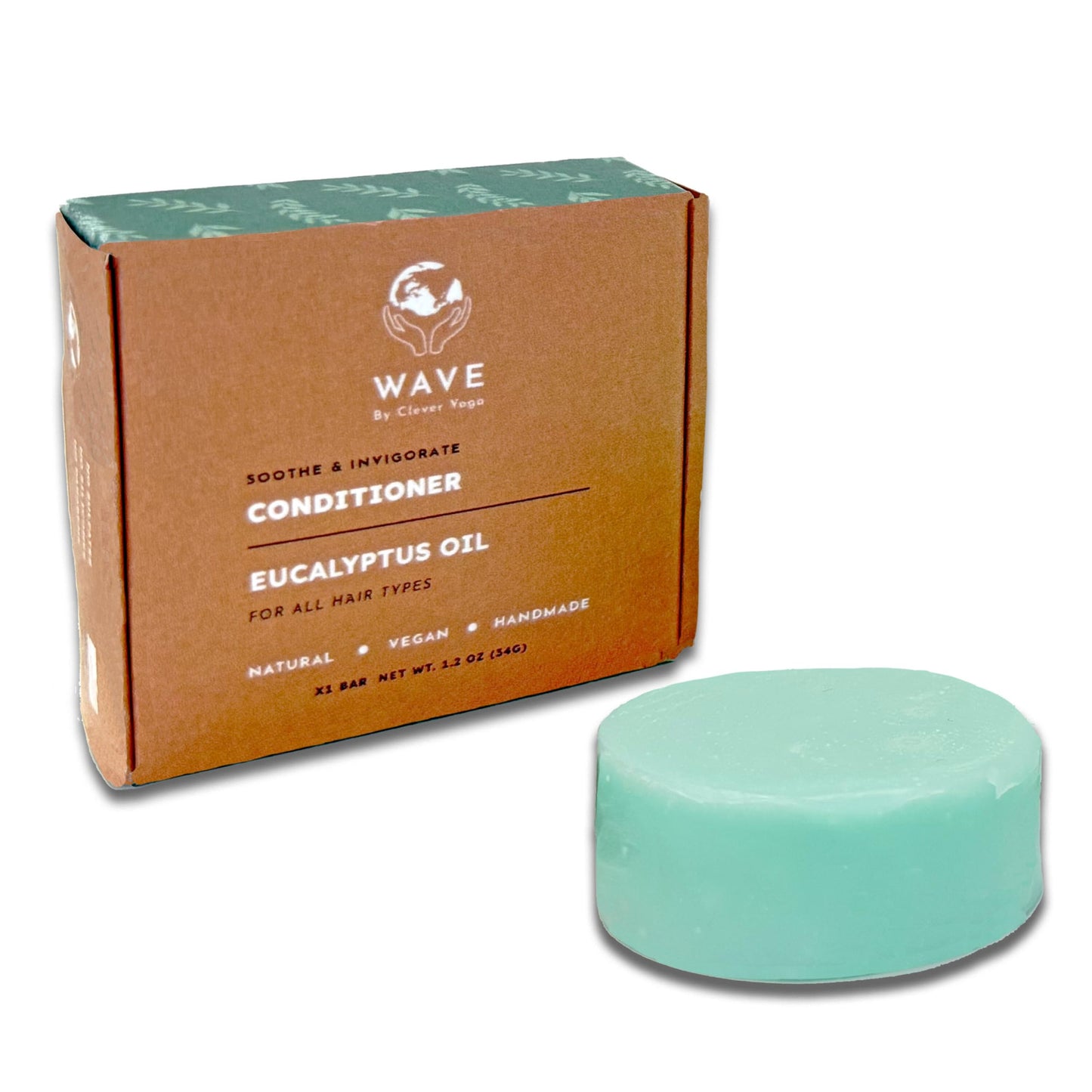 Clever Yoga Frizz Free Eucalyptus Oil Bar Conditioner for All Hair Types. Natural Conditioner Travel Bar. Vegan, Eco-Friendly, Plastic-Cruelty Free, Handmade in USA (Pack of 120 uses)