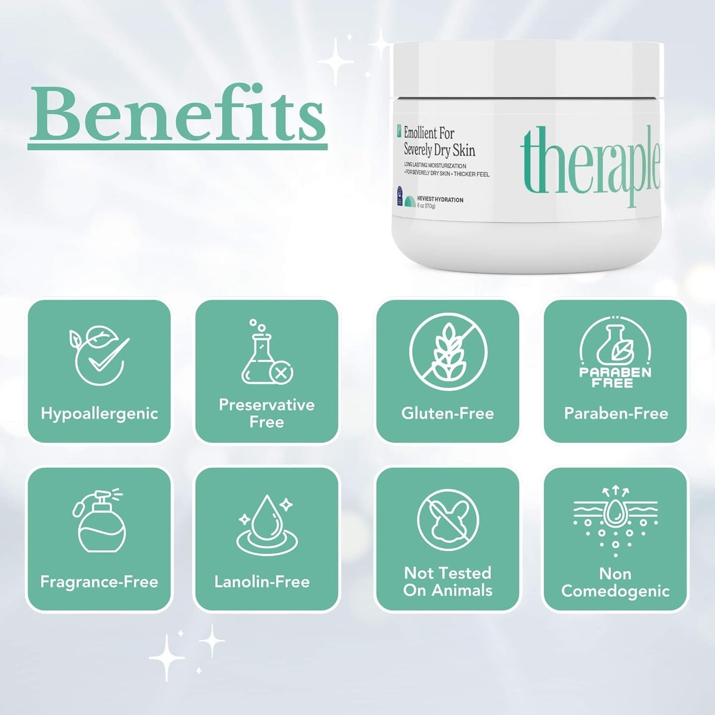 Theraplex Emollient Cream for Dry Skin - Fragrance-Free, Noncomedogenic, Dermatologist Recommended | 6 Oz Heavy Hydration