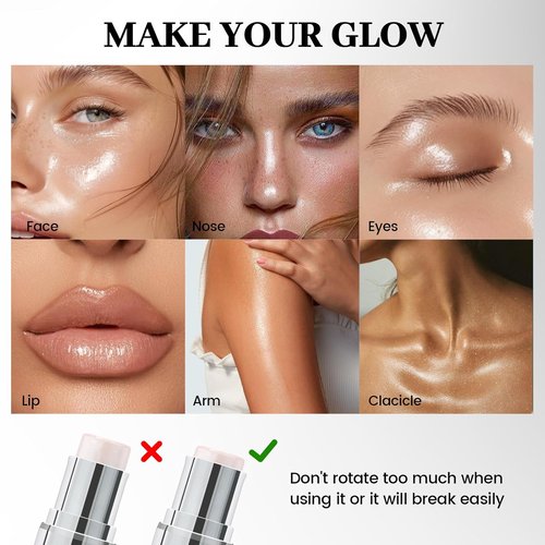 HOSAILY Pearl White Highlighter Stick - Achieve Glass Skin with Long-Lasting Dewy Radiance | Multi-Use Makeup Balm