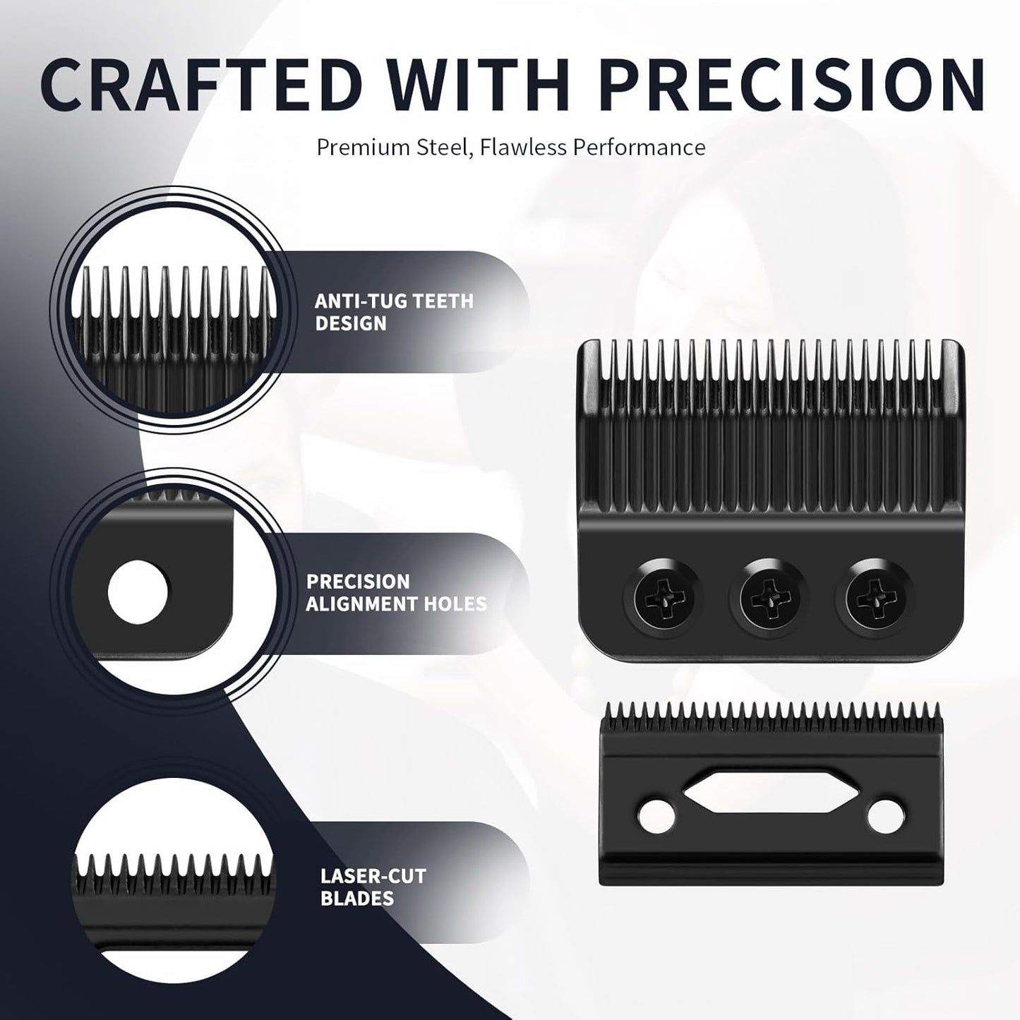 Wahl Professional 3 Hole Clipper Replacement Blades - Compatible with De*igner & Se*ior | Black (2 Pack)